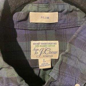 J Crew Large Slim Secret Wash Blackwatch Plaid shirt